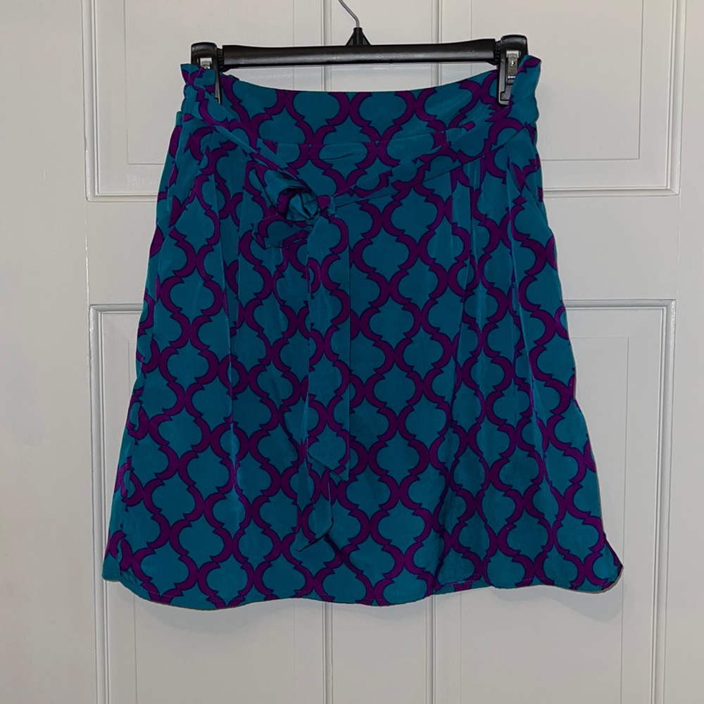 Francesca’s Aqua and Purple Patterned Skirt